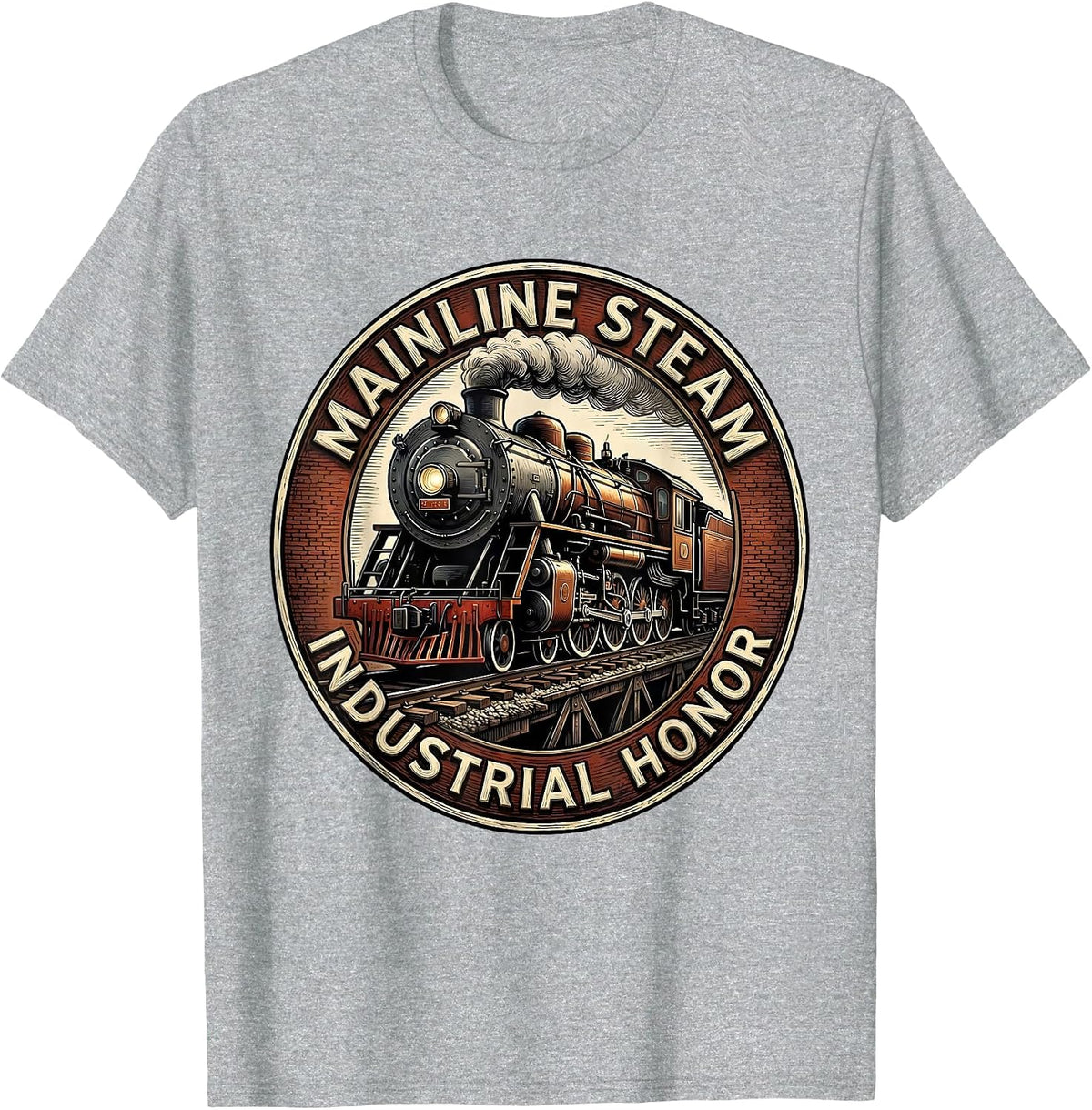 Men's Mainline Steam Industrial Honor Vintage Steam Locomotive T-Shirt - Heather Grey