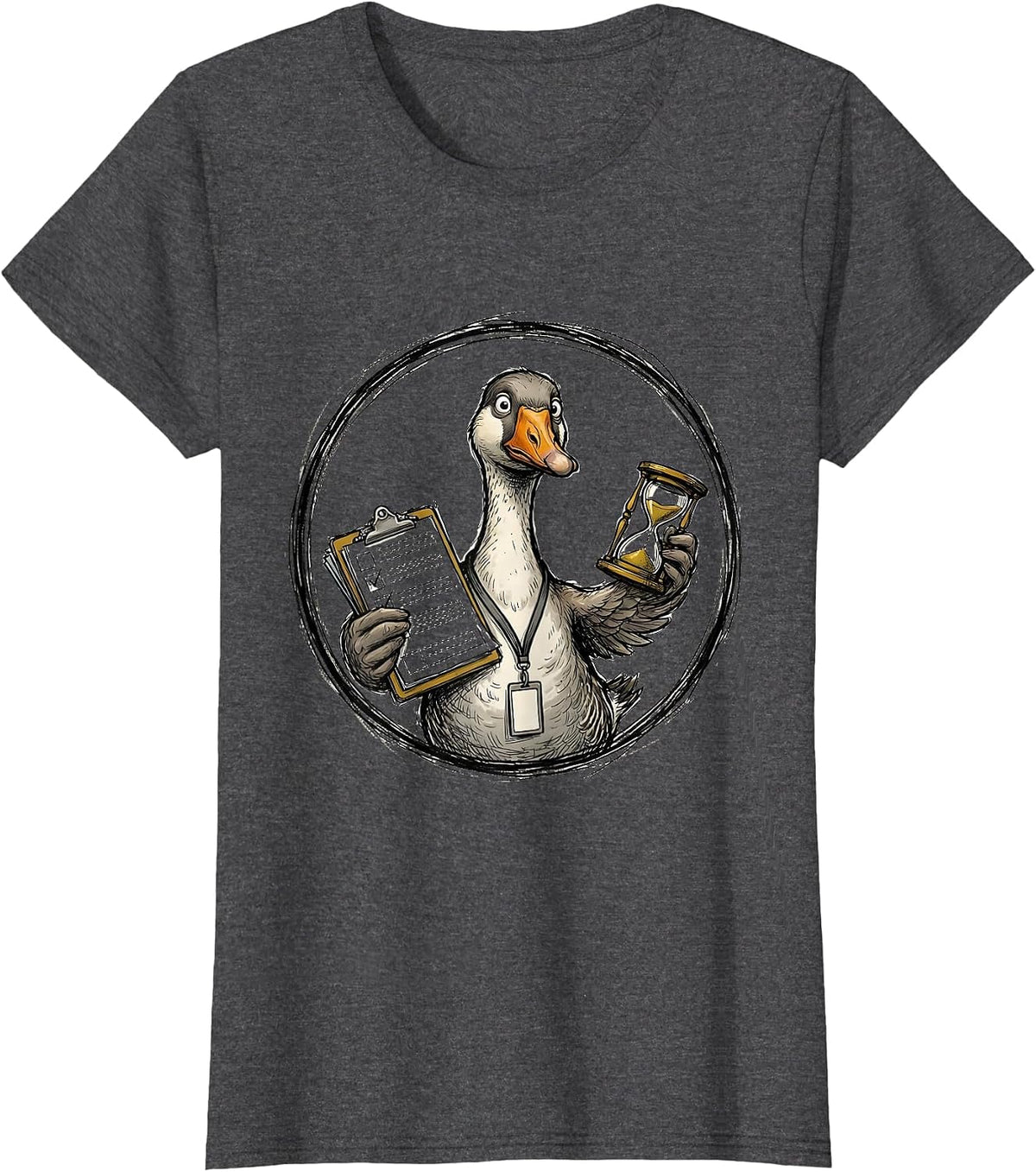 Women's Goose Balancing Work Funny Paraprofessional SPED Teacher T-Shirt - Dark Heather Grey