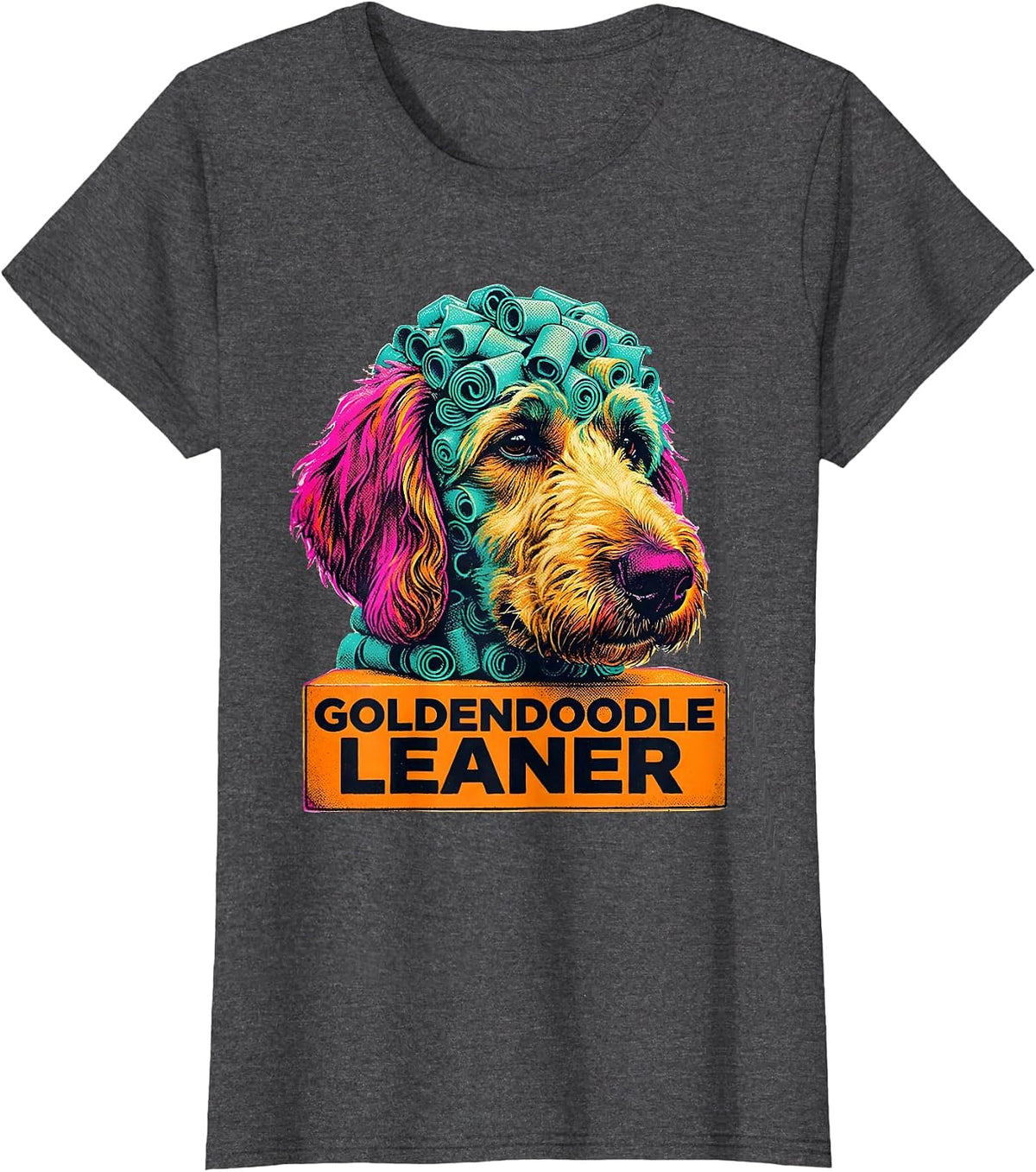 Women's Goldendoodle Leaner Funny Doodle Dog Mom Retro T-Shirt - Dark Heather Grey