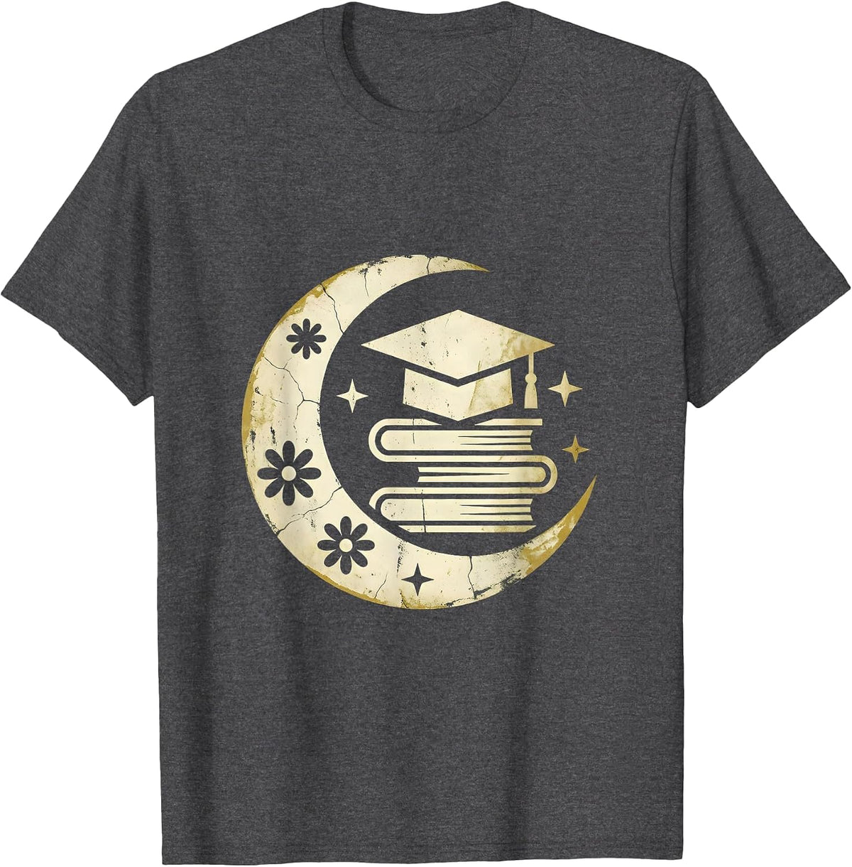 Men's Paraprofessional Colorful Books Graduation Cap T-Shirt - Dark Heather Grey