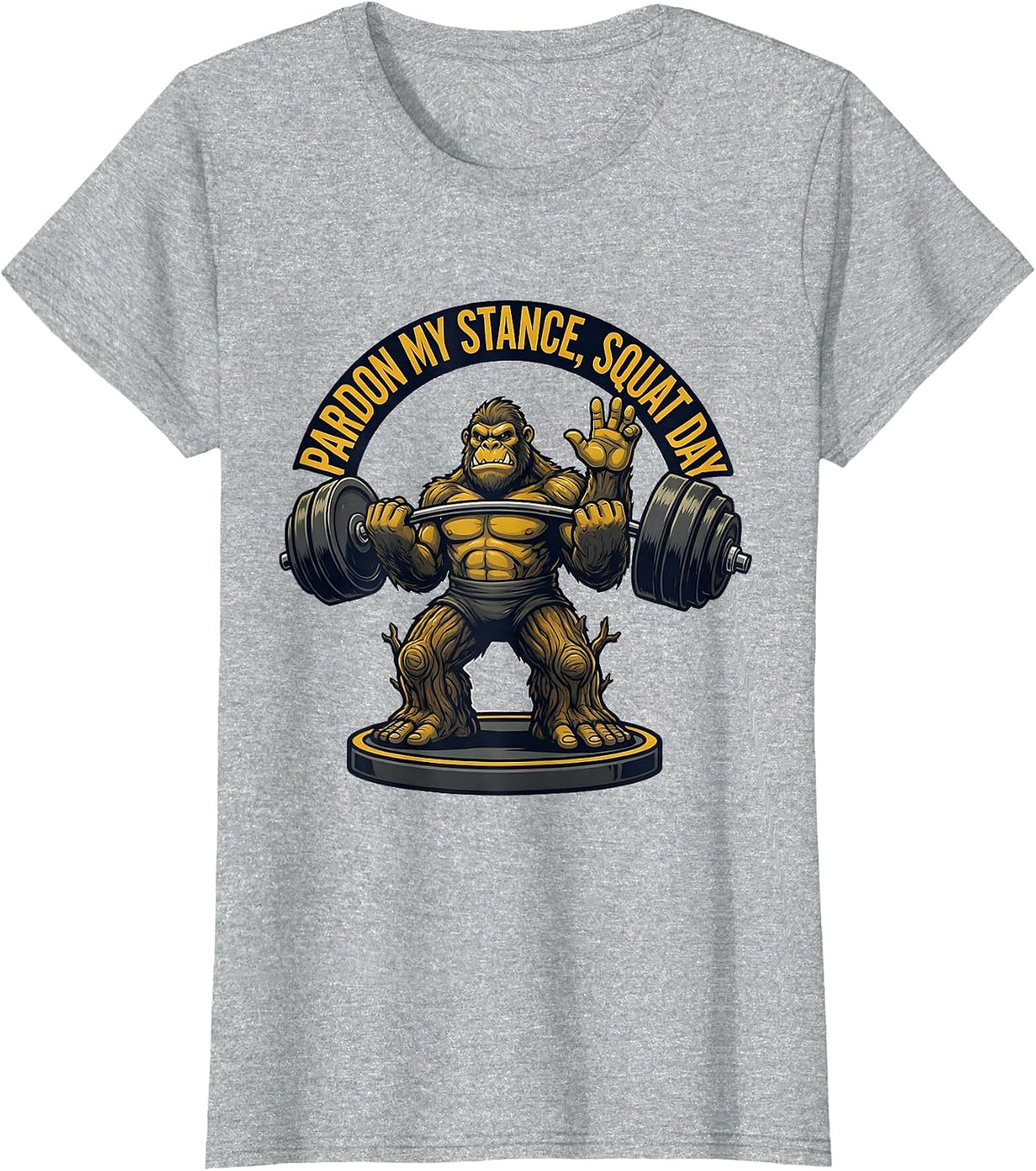 Pardon My Stance Squat Day Funny Gym Weightlifting Workout T-Shirt - Heather Grey