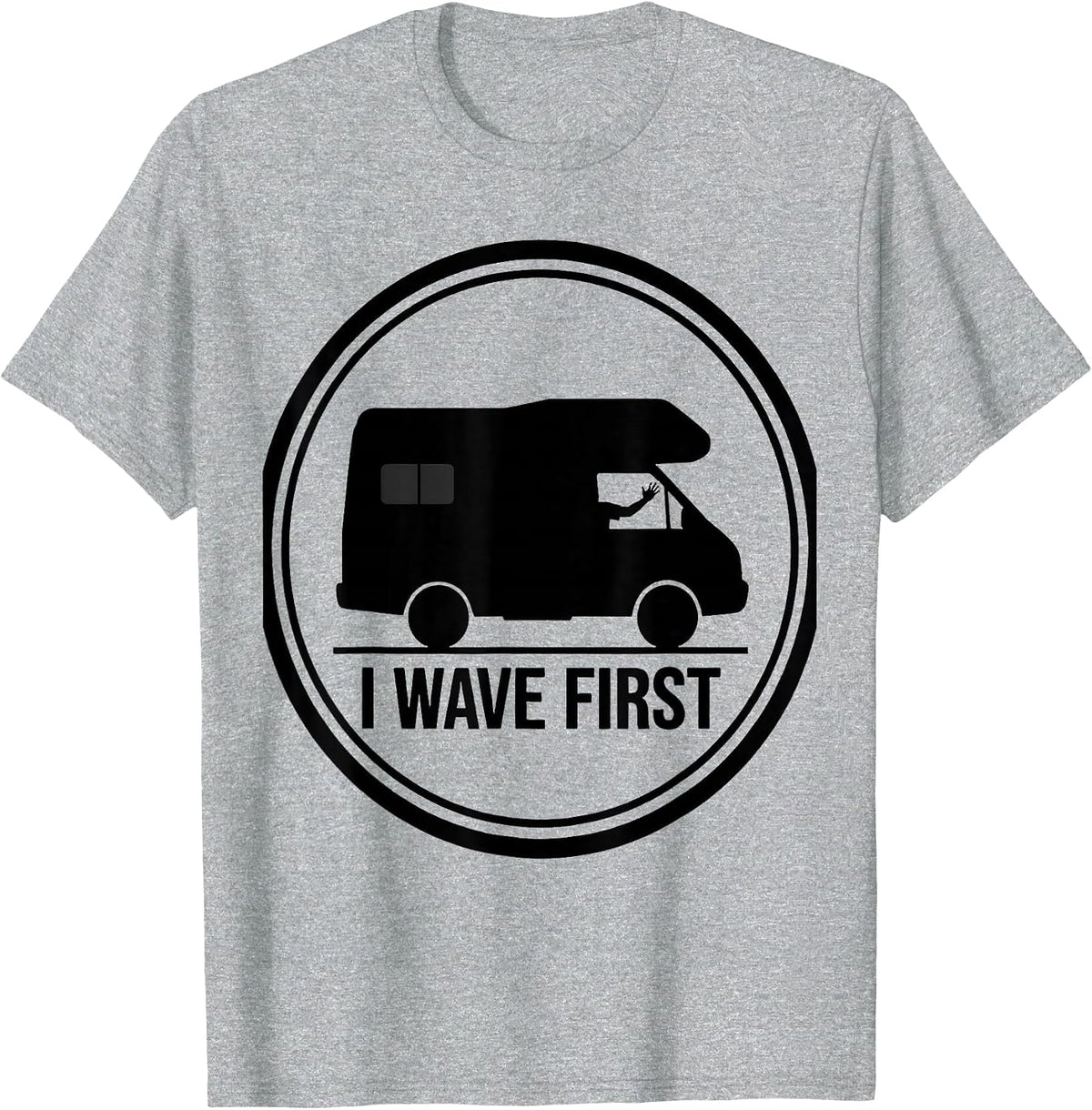 Men's I Wave First Retro Van Life Nomads Camper Van Dwellers T-Shirt - Heather Grey