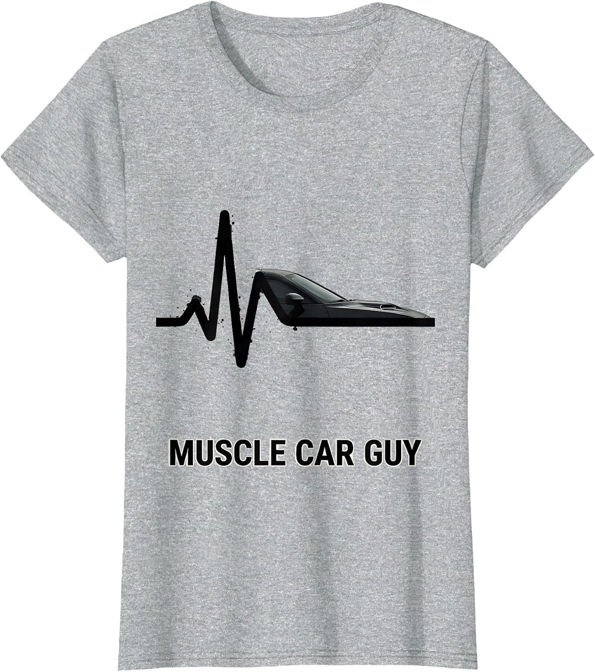 Muscle Car Guy Heartbeat Car Enthusiast Classic Car Driver T-Shirt - Heather Grey