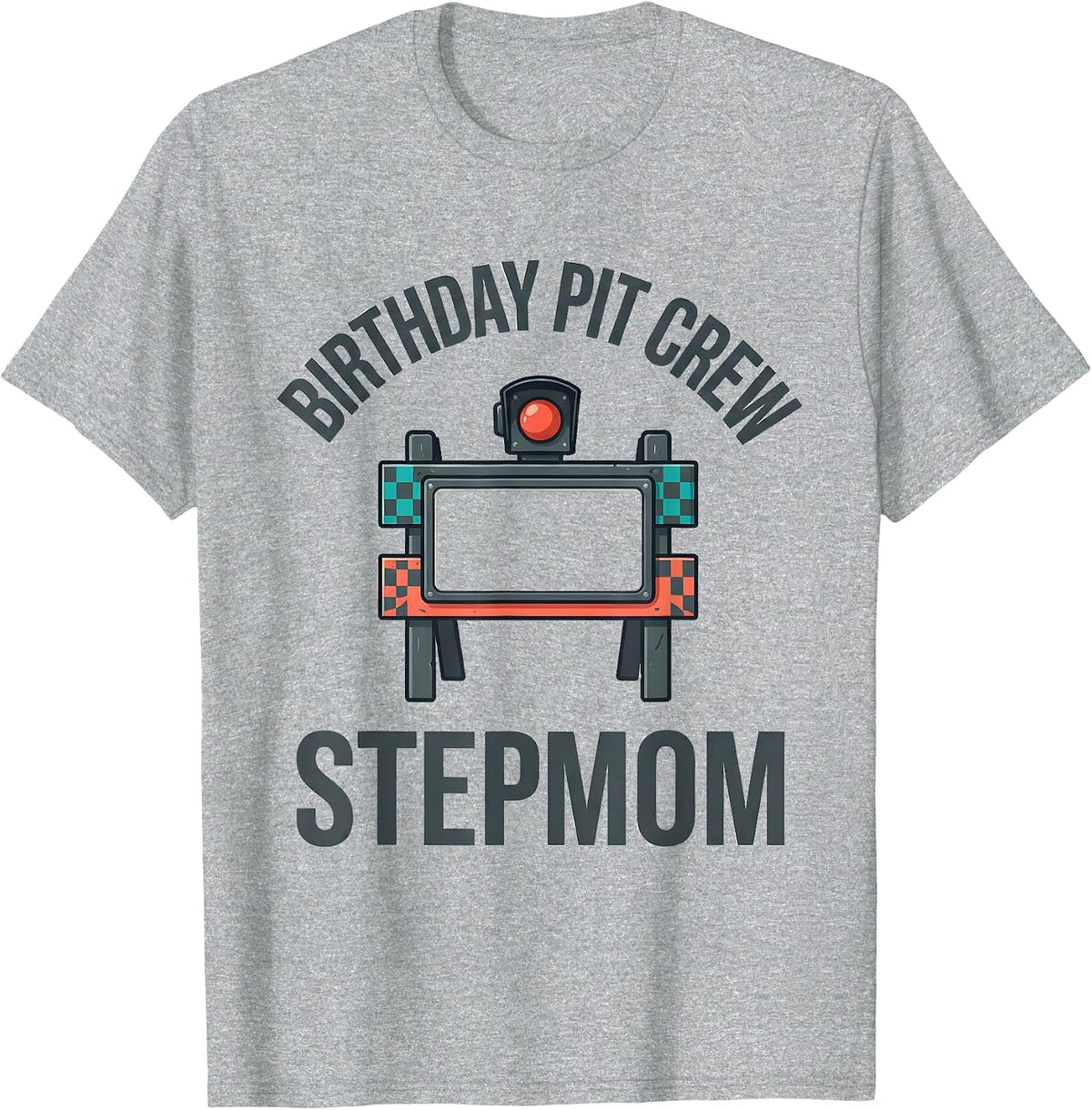 Men's Birthday Pit Crew Stepmom Family Matching Race Car Party T-Shirt - Heather Grey
