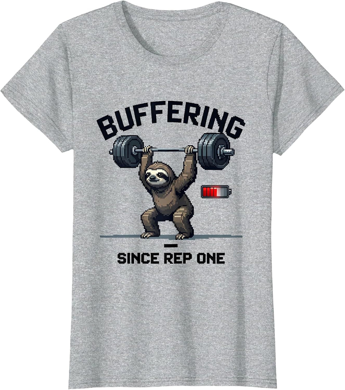 Buffering Since Rep One Funny Gym Workout Deadpan Animal T-Shirt - Heather Grey