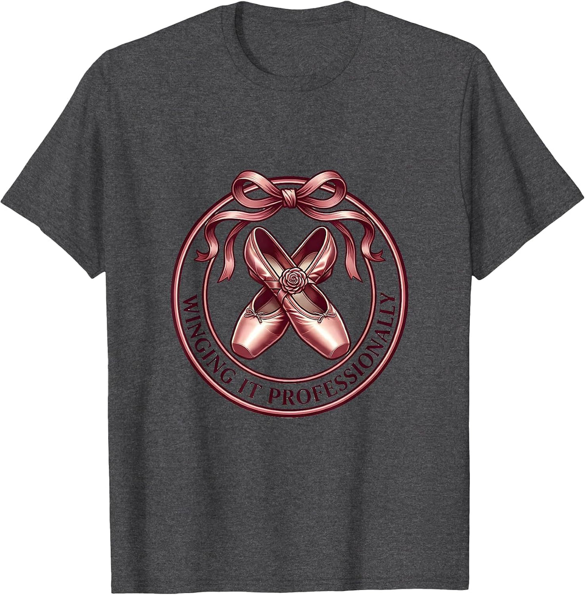 Winging It Professionally Substitute Teacher T-Shirt - Dark Heather Grey