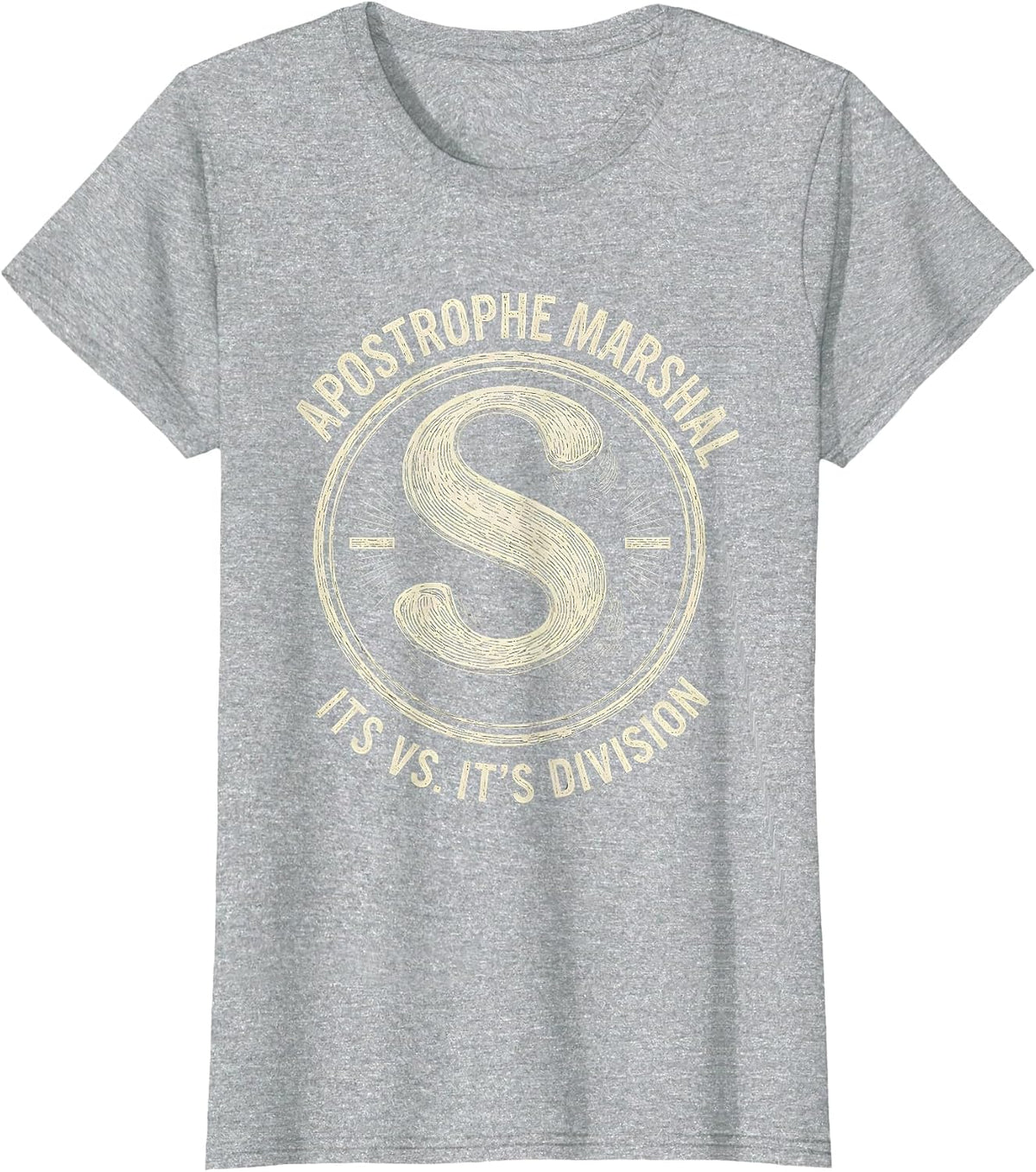 Apostrophe Marshal, Its Vs. It's Division Funny Grammar T-Shirt - Heather Grey