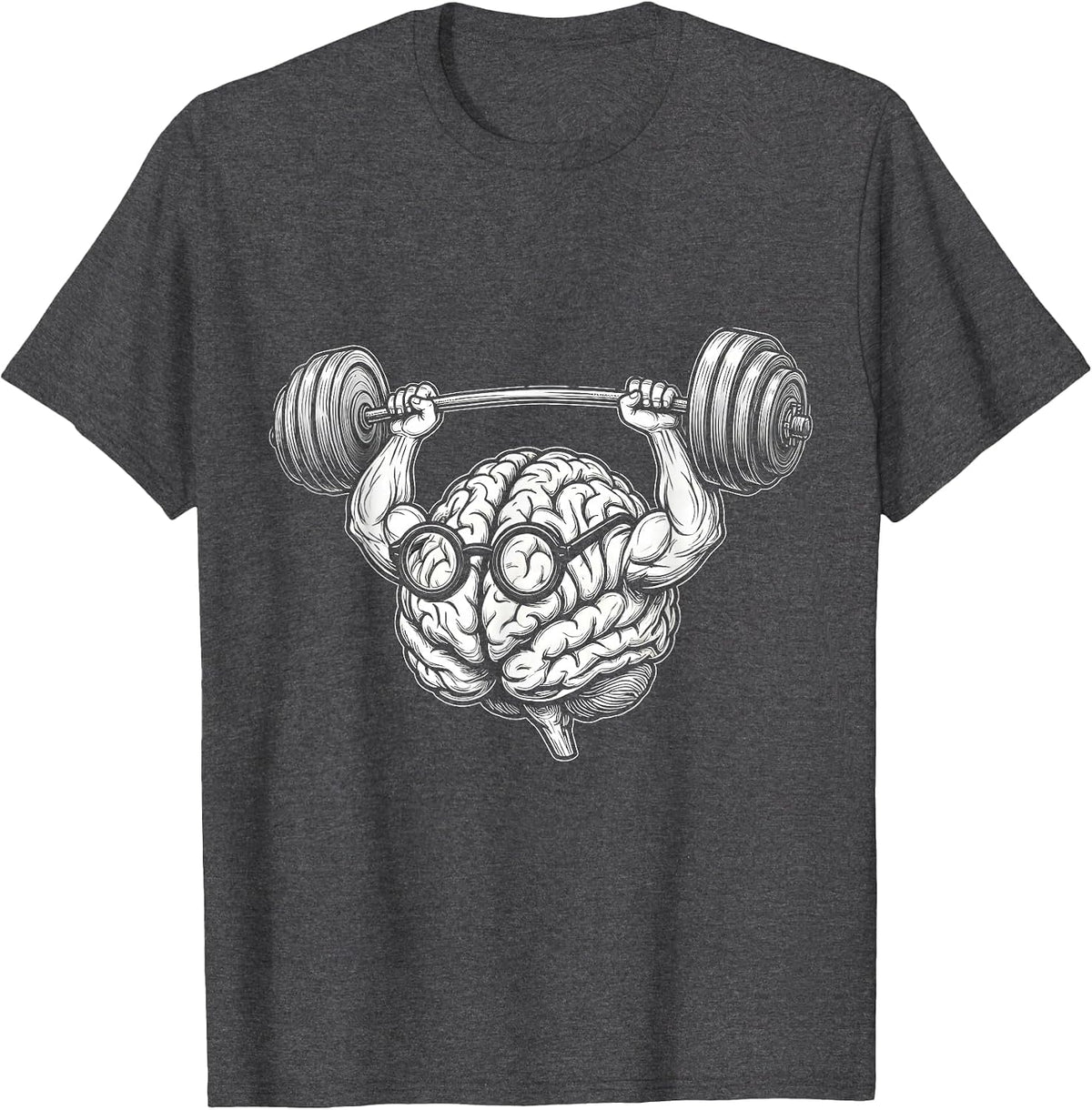 5th Grade Teacher Brain Lifting Barbell Graphic T-Shirt - Dark Heather Grey