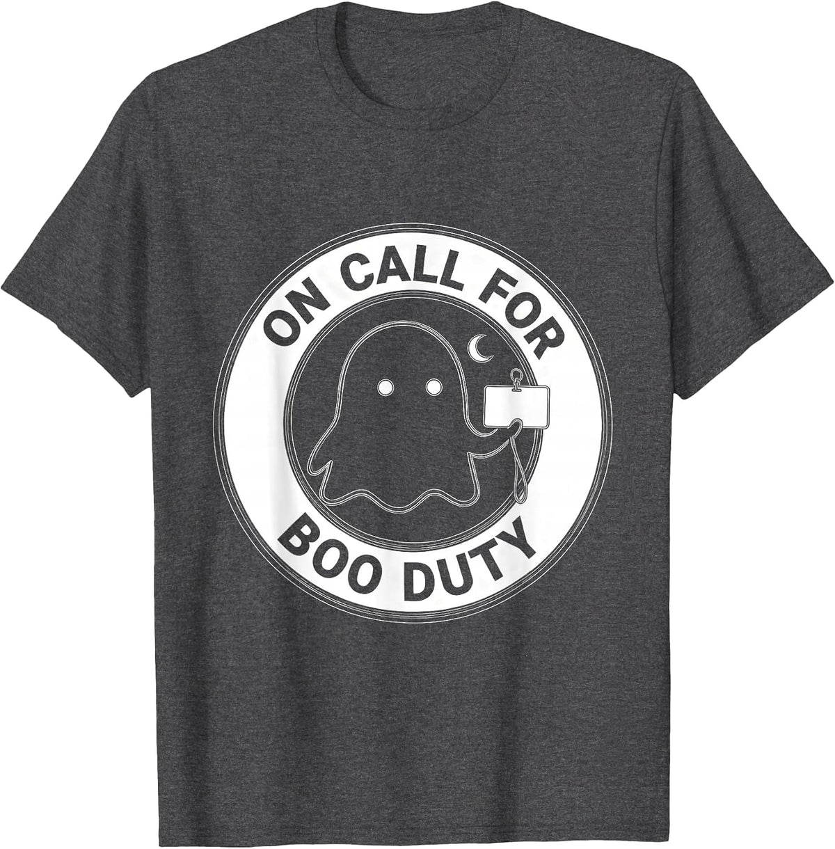 On Call For Boo Duty Funny SPED Paraprofessional Halloween T-Shirt - Dark Heather Grey