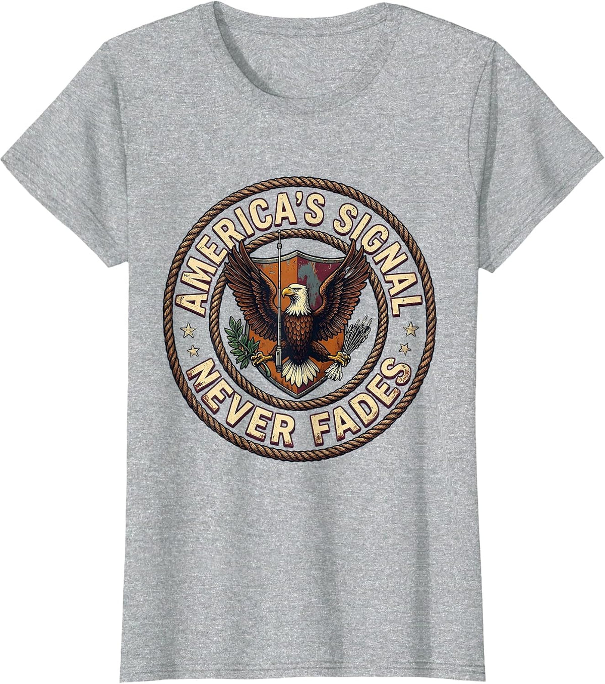 America's Signal Never Fades Vintage Ham Radio Design T-Shirt - Heather Grey