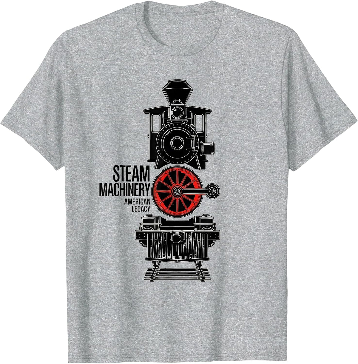 Men's Steam Machinery American Legacy Retro Big Boy 4014 Train T-Shirt - Heather Grey