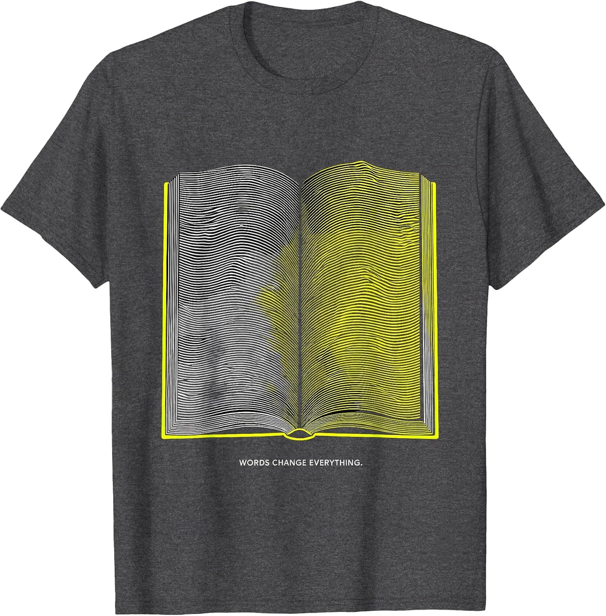 Men's Words Change Everything Reading Teacher Design T-Shirt - Dark Heather Grey