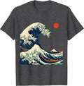 Men's Kinda Funny Japanese Art Animal Parody Ukiyo-e Graphic T-Shirt - Dark Heather Grey