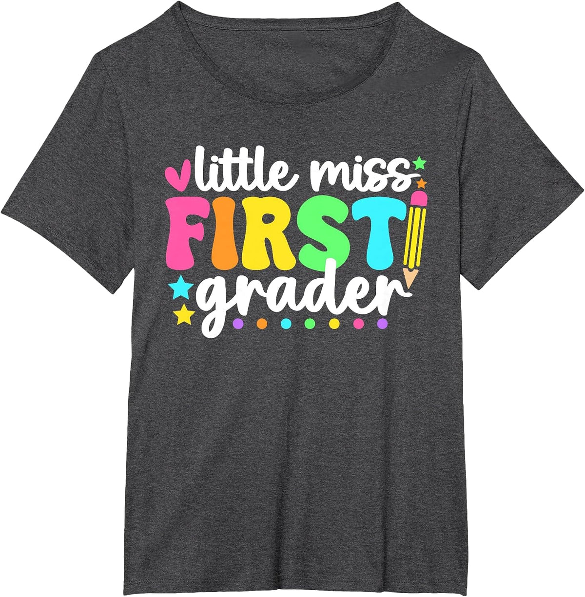 Little Miss First Grader Back to School 1st Grade T-Shirt - Dark Heather Grey