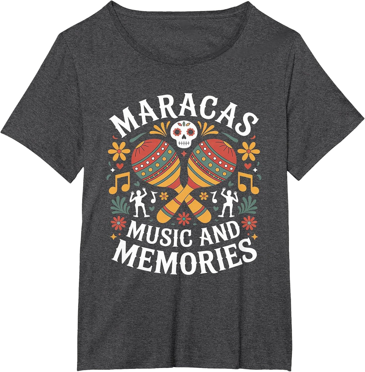 Maracas Music and Memories Hispanic Heritage Month T-Shirt - Dark Heather Grey