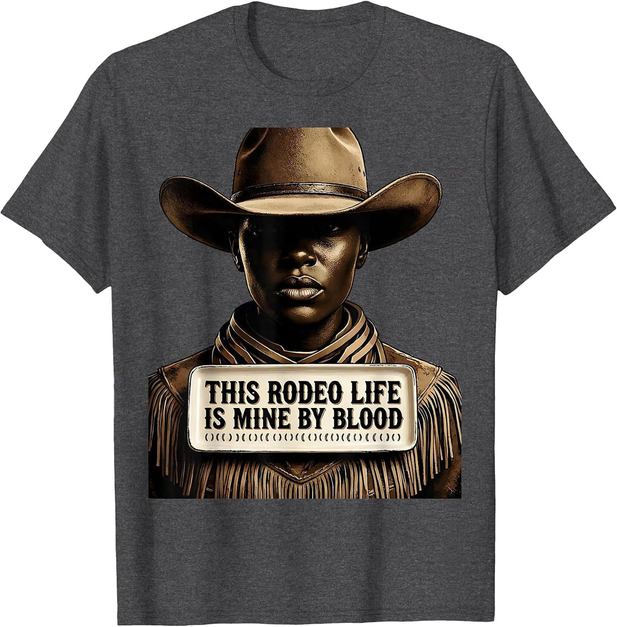 This Rodeo Life Is Mine By Blood Western Cowgirl Monochrome T-Shirt - Dark Heather Grey