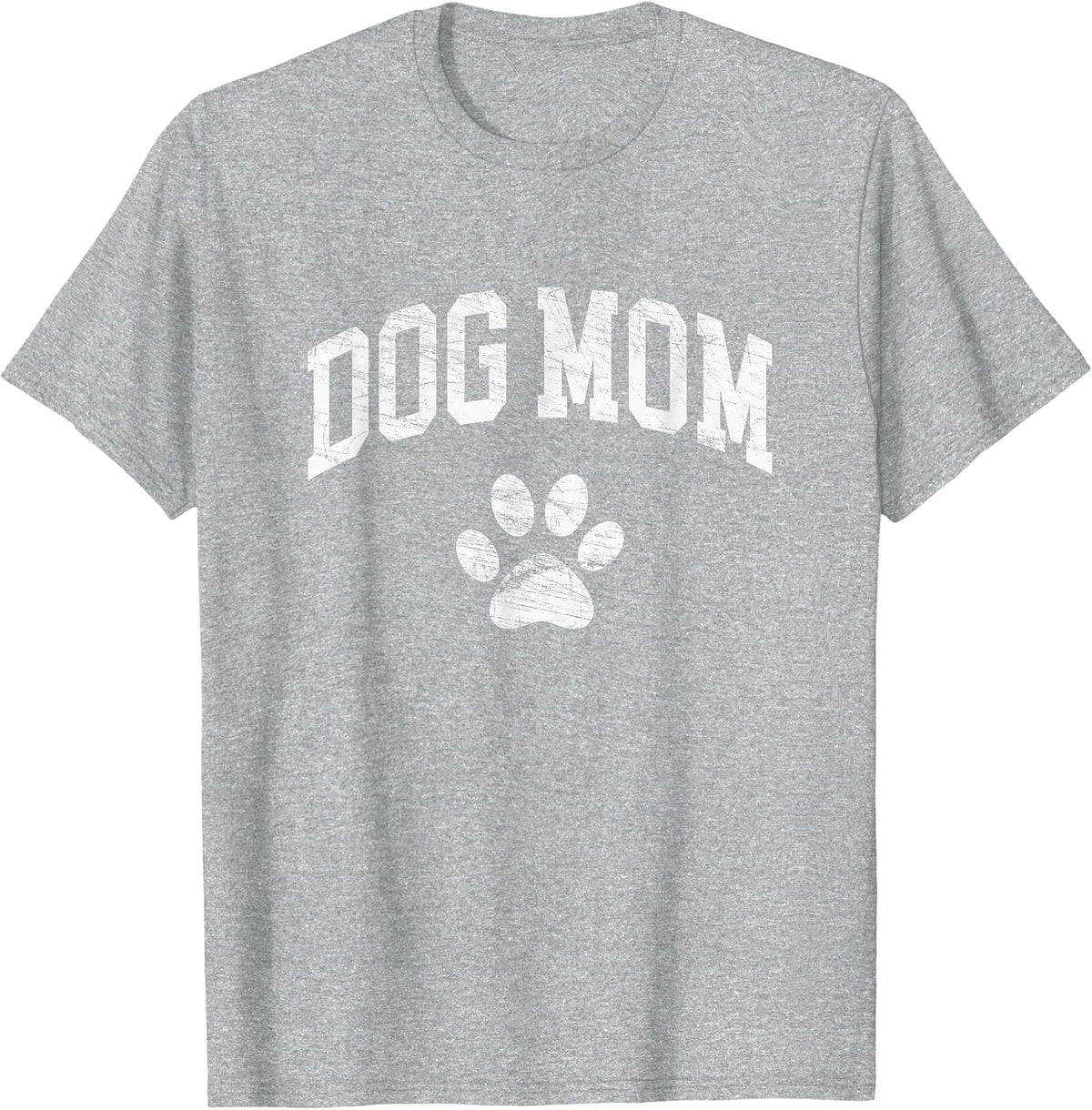 Dog Mom - Vintage Distressed Design - Funny Dog Paw Classic T-Shirt - Heather Grey