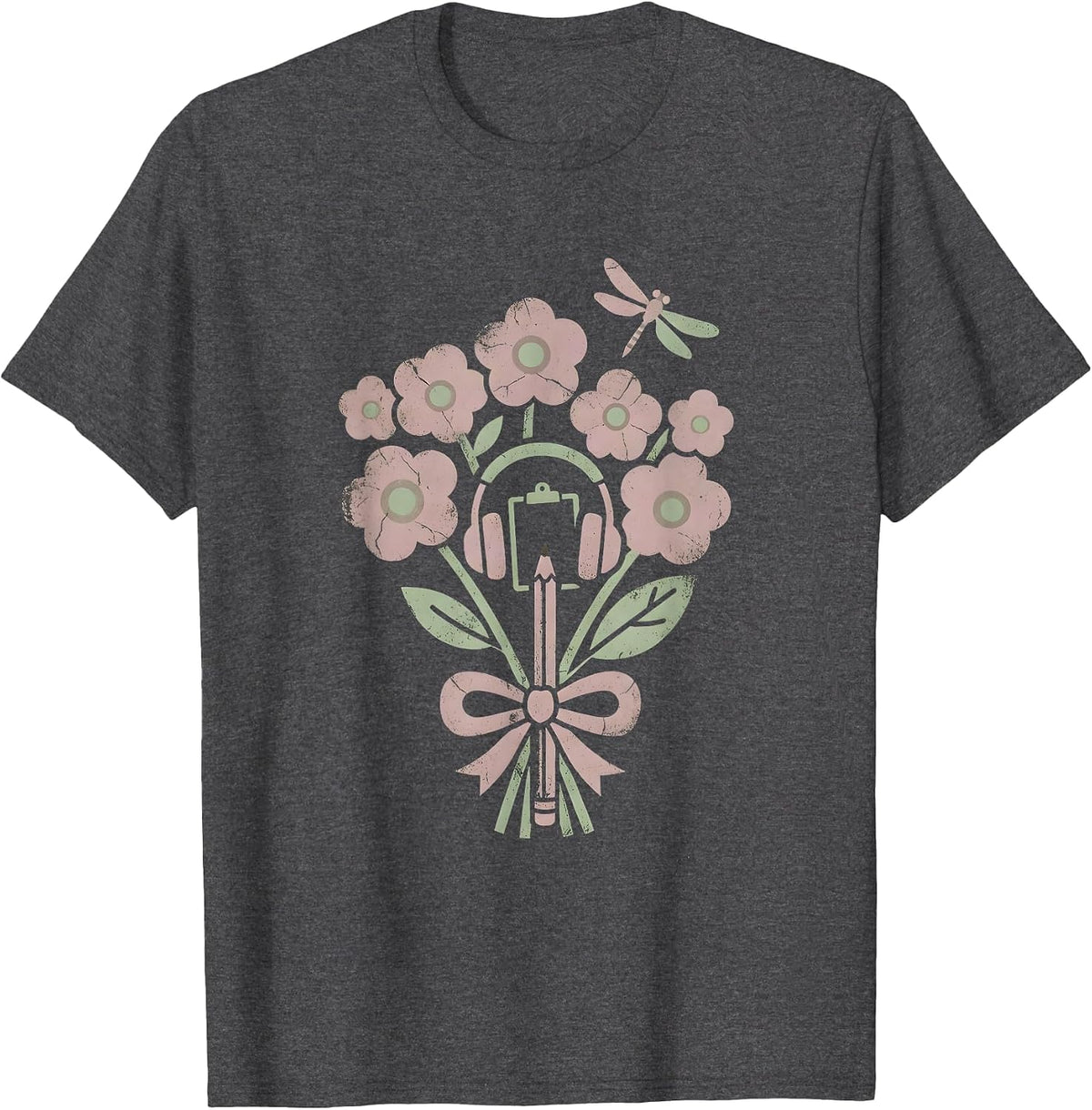 Men's Paraprofessional Headset Desk Illustration Gift T-Shirt - Dark Heather Grey