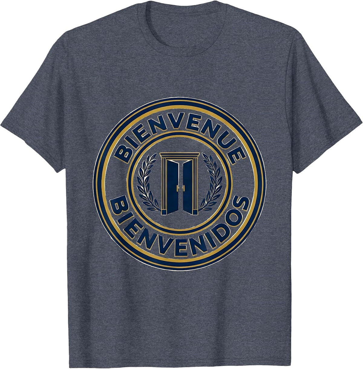 Bienvenue, Bienvenidos Bilingual Teacher Multilingual Pride T-Shirt - Heather Blue