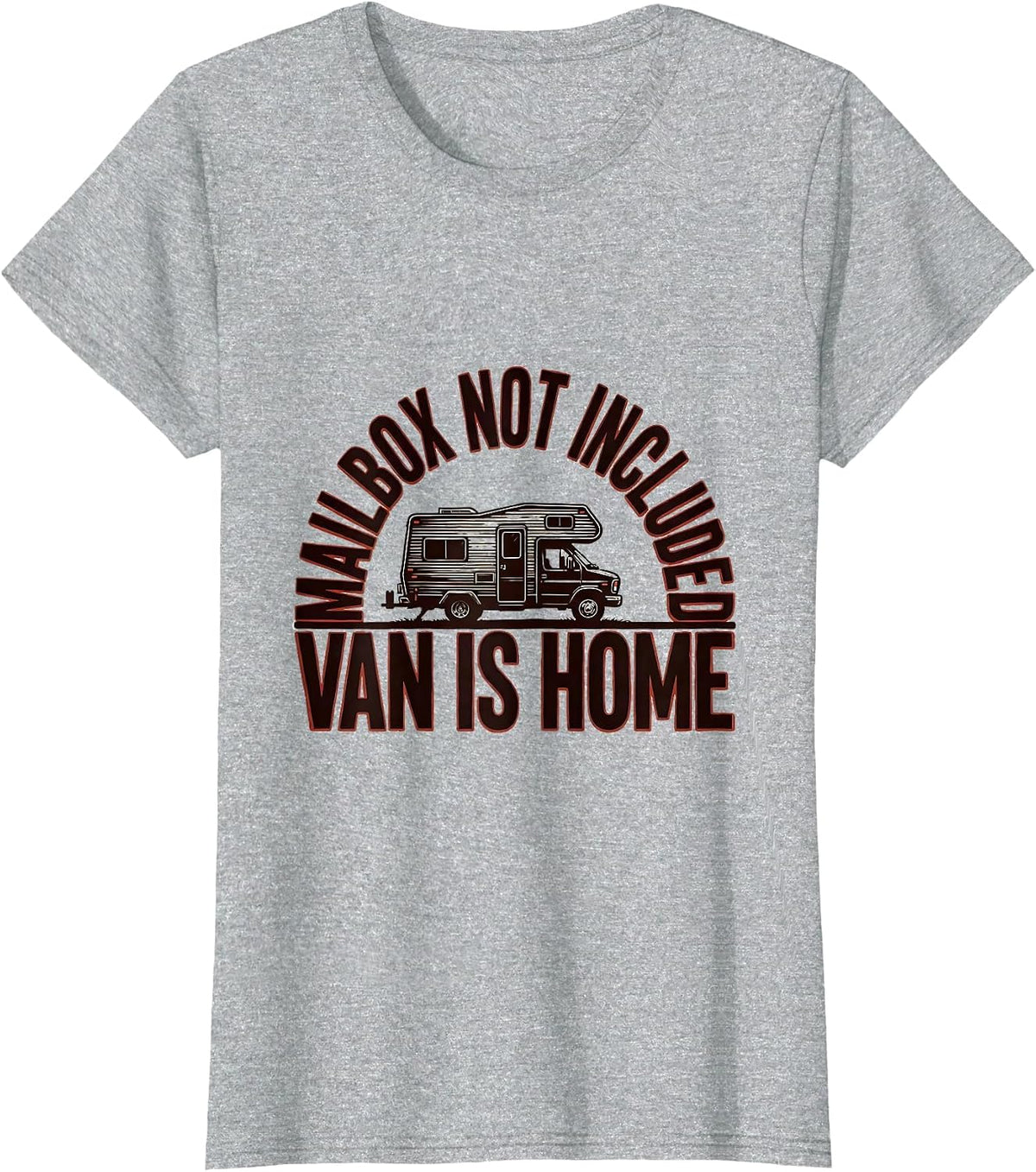 Mailbox Not Included, Van Is Home Retro Van Life Nomads T-Shirt - Heather Grey