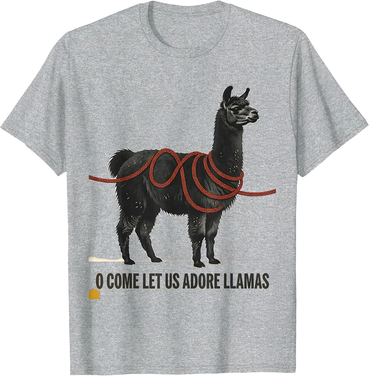 Men's O Come Let Us Adore Llamas Funny Christmas Llama Lover Humor T-Shirt - Heather Grey