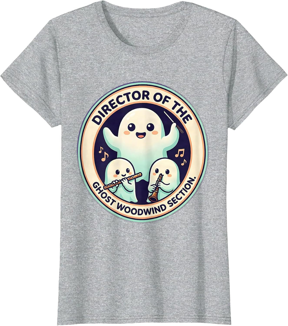 Director Of The Ghost Woodwind Section Cute Kawaii Music T-Shirt - Heather Grey