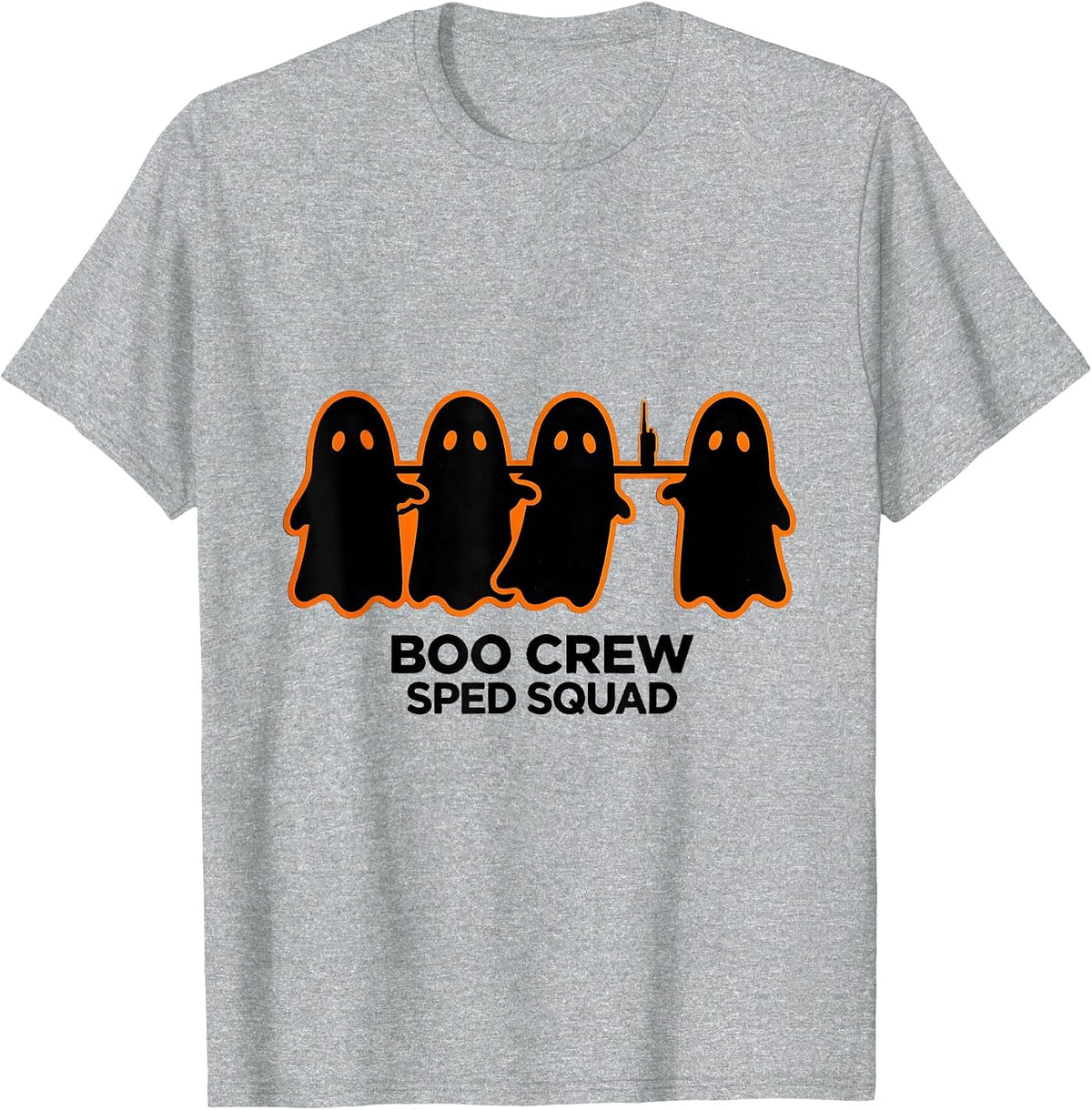 Men's Boo Crew SPED Squad Stencil Ghost Paraprofessional Halloween T-Shirt - Heather Grey