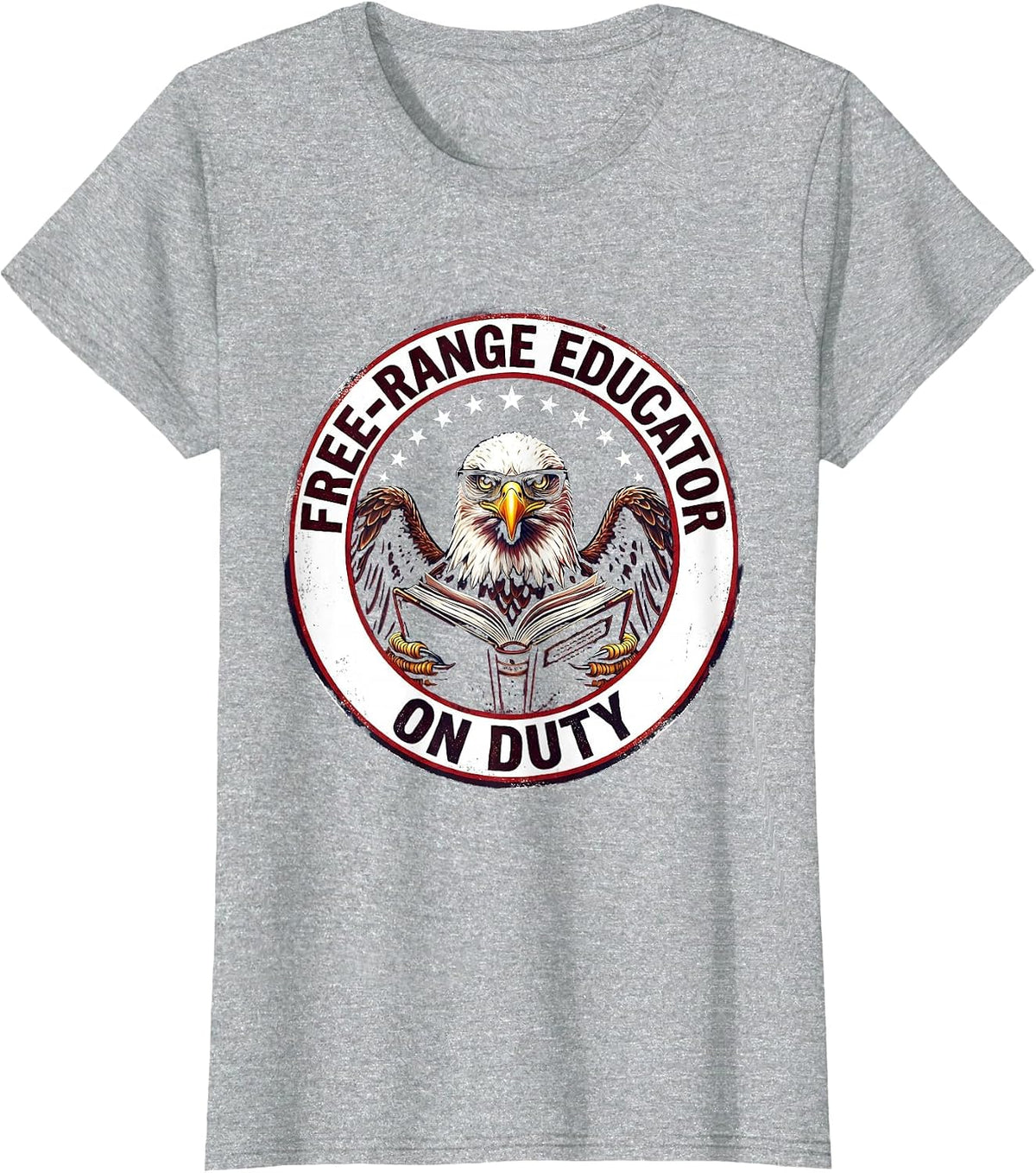 Free-Range Educator On Duty Substitute Teacher T-Shirt - Heather Grey