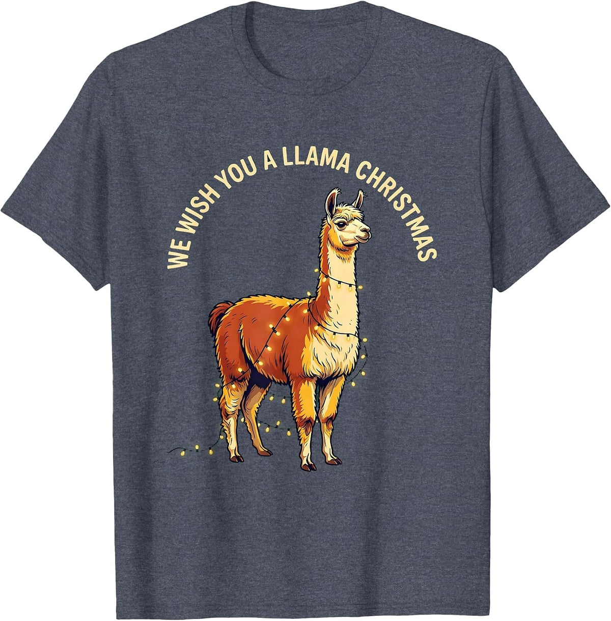 We Wish You A Llama Christmas Funny Llama Lover Christmas T-Shirt - Heather Blue
