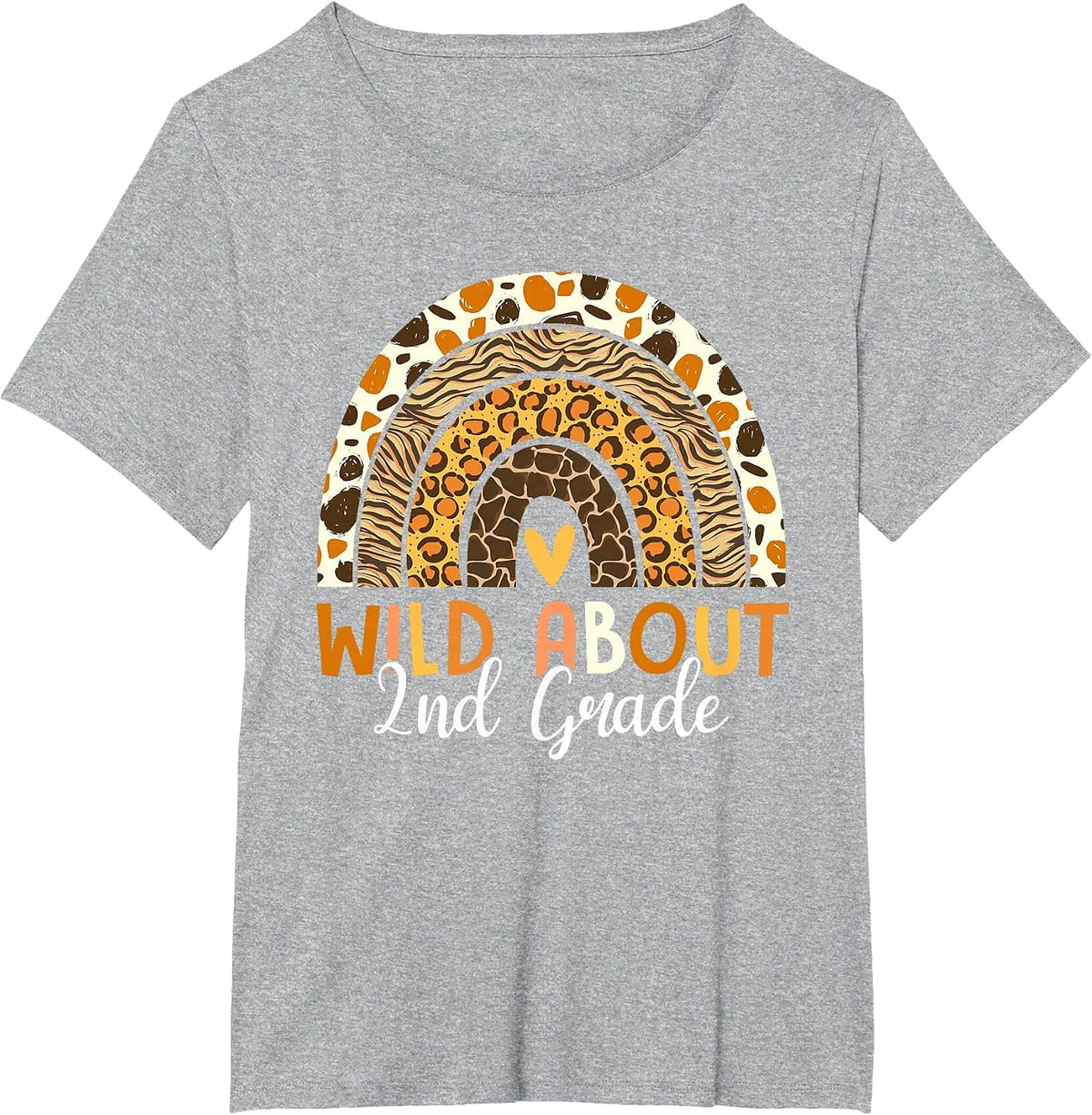 Wild About 2nd Grade Teacher Back to School Leopard Rainbow T-Shirt - Heather Grey