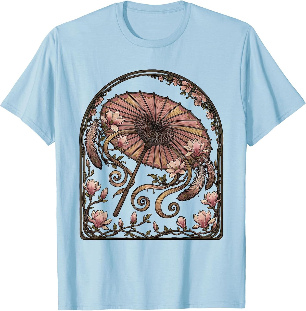 Mardi Gras Second Line Parasol Twirling Design T-Shirt - Baby Blue