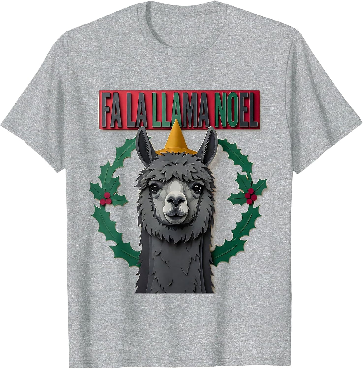 Men's Fa La Llama Noel Funny Llama Christmas Animal Lover Gift T-Shirt - Heather Grey