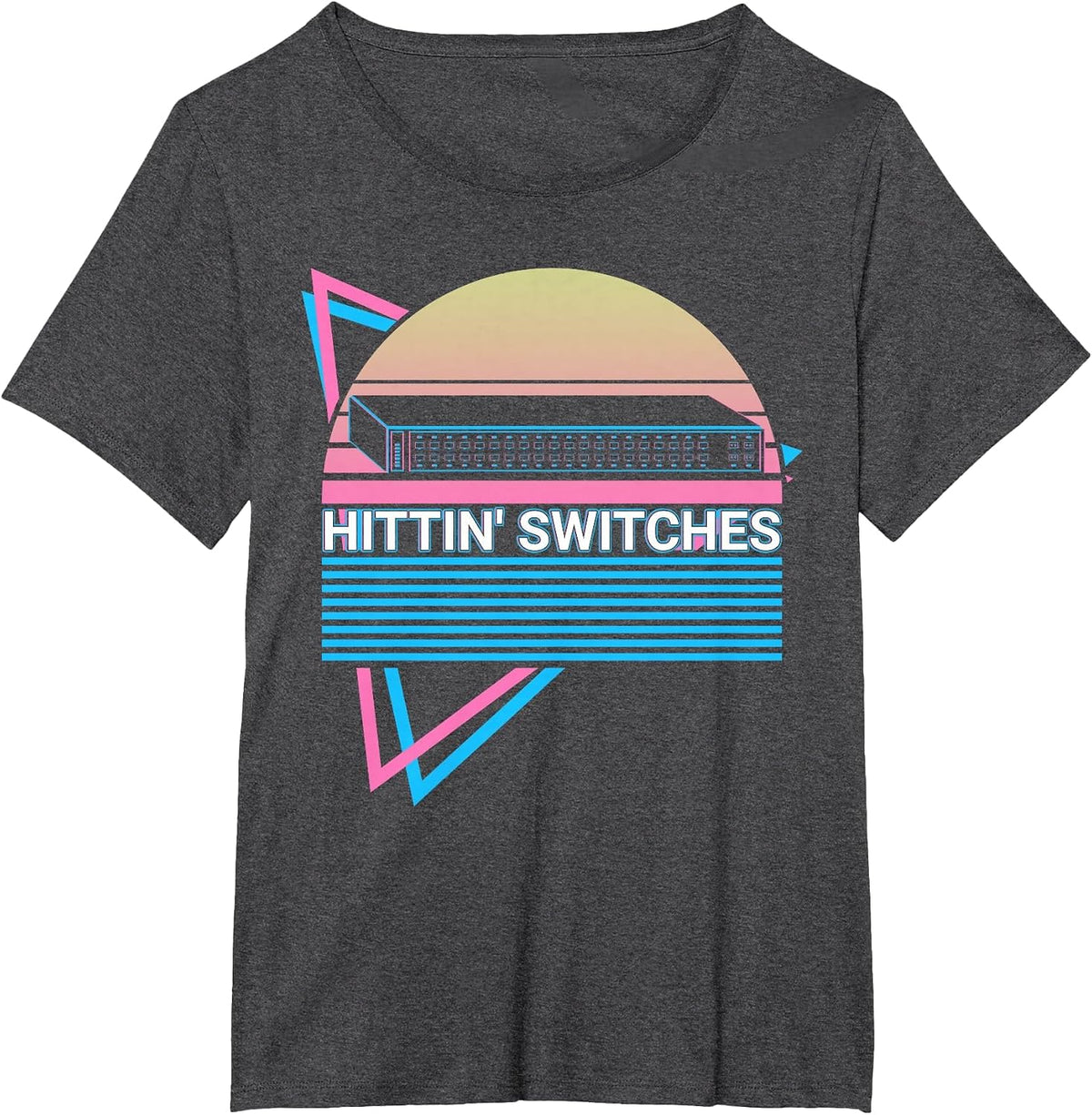 Network Engineering Retro Hittin' Switches T-Shirt - Dark Heather Grey