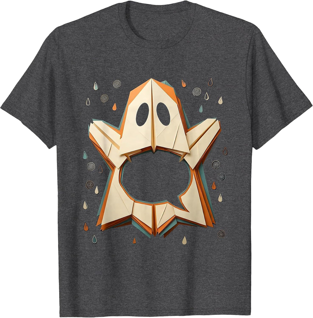 Broad Ghost Paper Cutout Halloween Mental Health Advocate T-Shirt - Dark Heather Grey