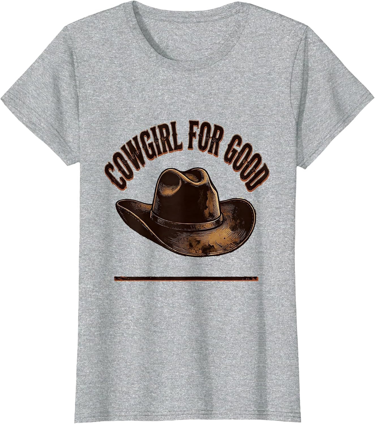 Women's Cowgirl For Good Distressed Western Rodeo Identity Pride T-Shirt - Heather Grey