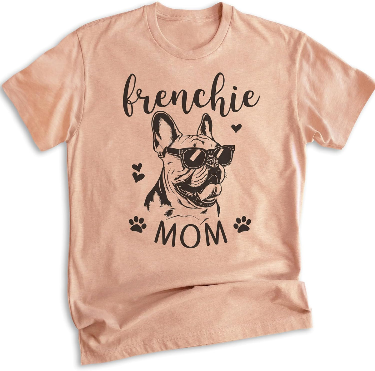 EVERTREE CLOTHING Frenchie Mom T-Shirt, Unisex Women's Shirt, French Bulldog Owner, Best Dog Mom Gift - Heather Sunset