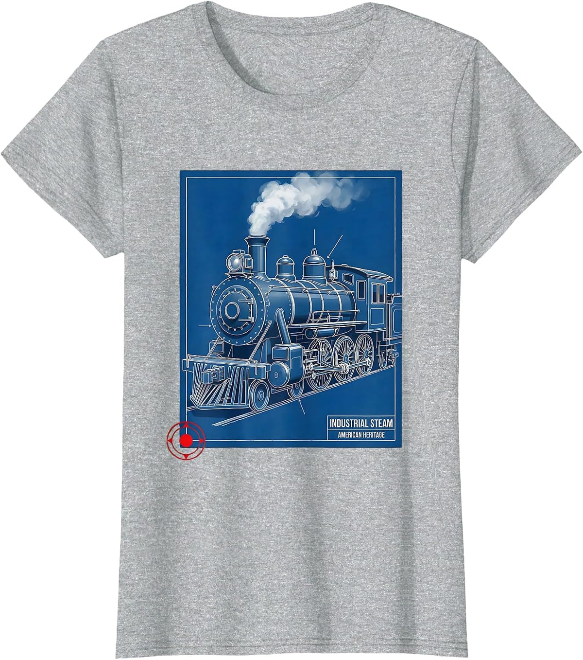 Women's Industrial Steam American Heritage Steam Locomotive Train T-Shirt - Heather Grey