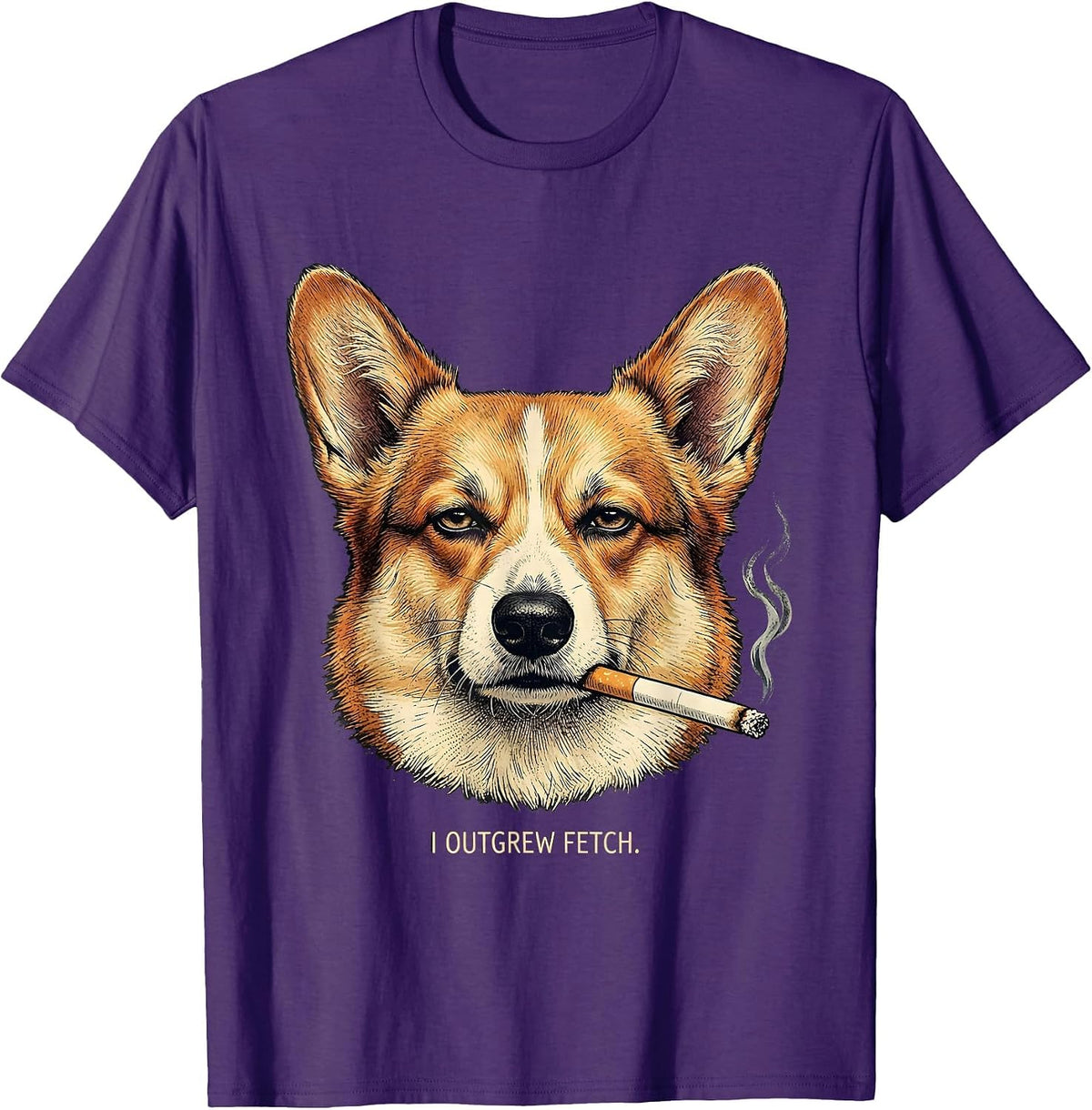 Men's I Outgrew Fetch Funny Corgi Meme Dog Owner Humor T-Shirt - Purple