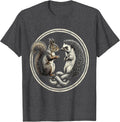 Men's Squirrel And Hedgehog Woodcut Engraving Animal Lover Humor T-Shirt - Dark Heather Grey