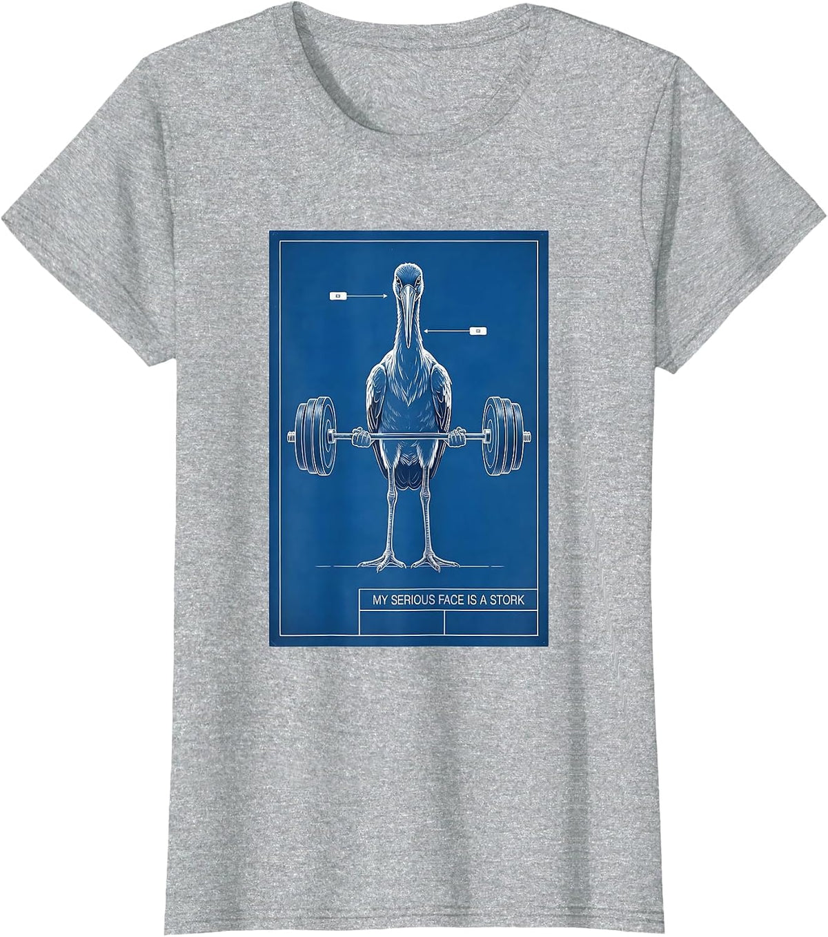 Women's My Serious Face Is A Stork Funny Gym Weightlifting Workout T-Shirt - Heather Grey