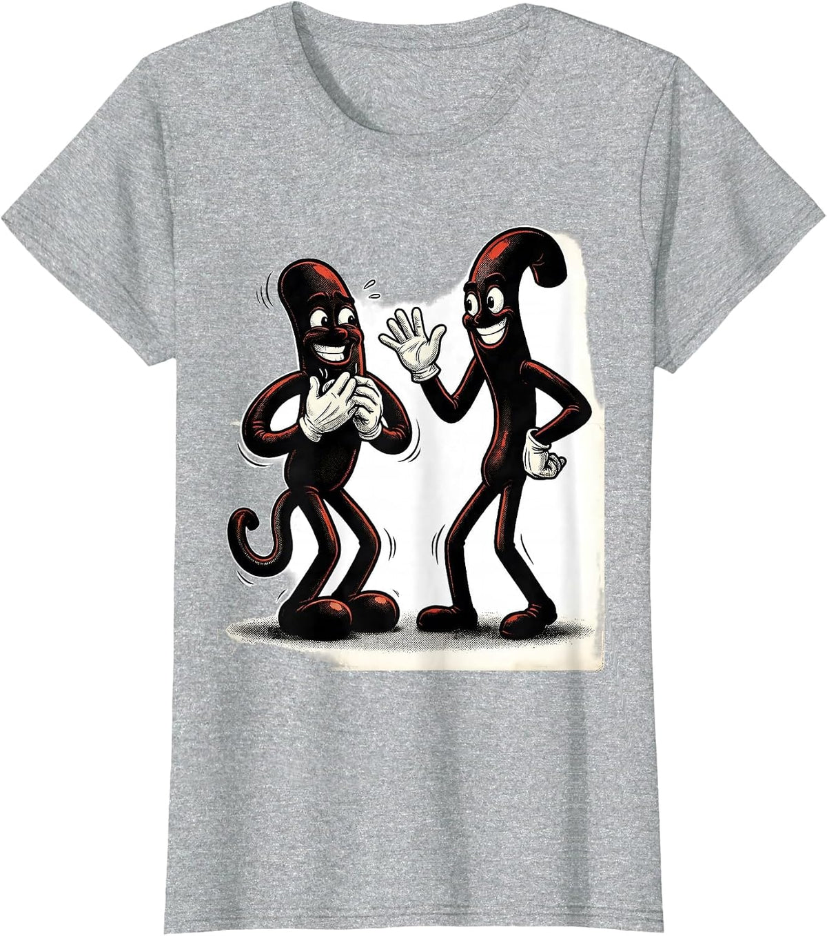 Nervous Semicolon Retro Cartoon Grammar Teacher Humor T-Shirt - Heather Grey