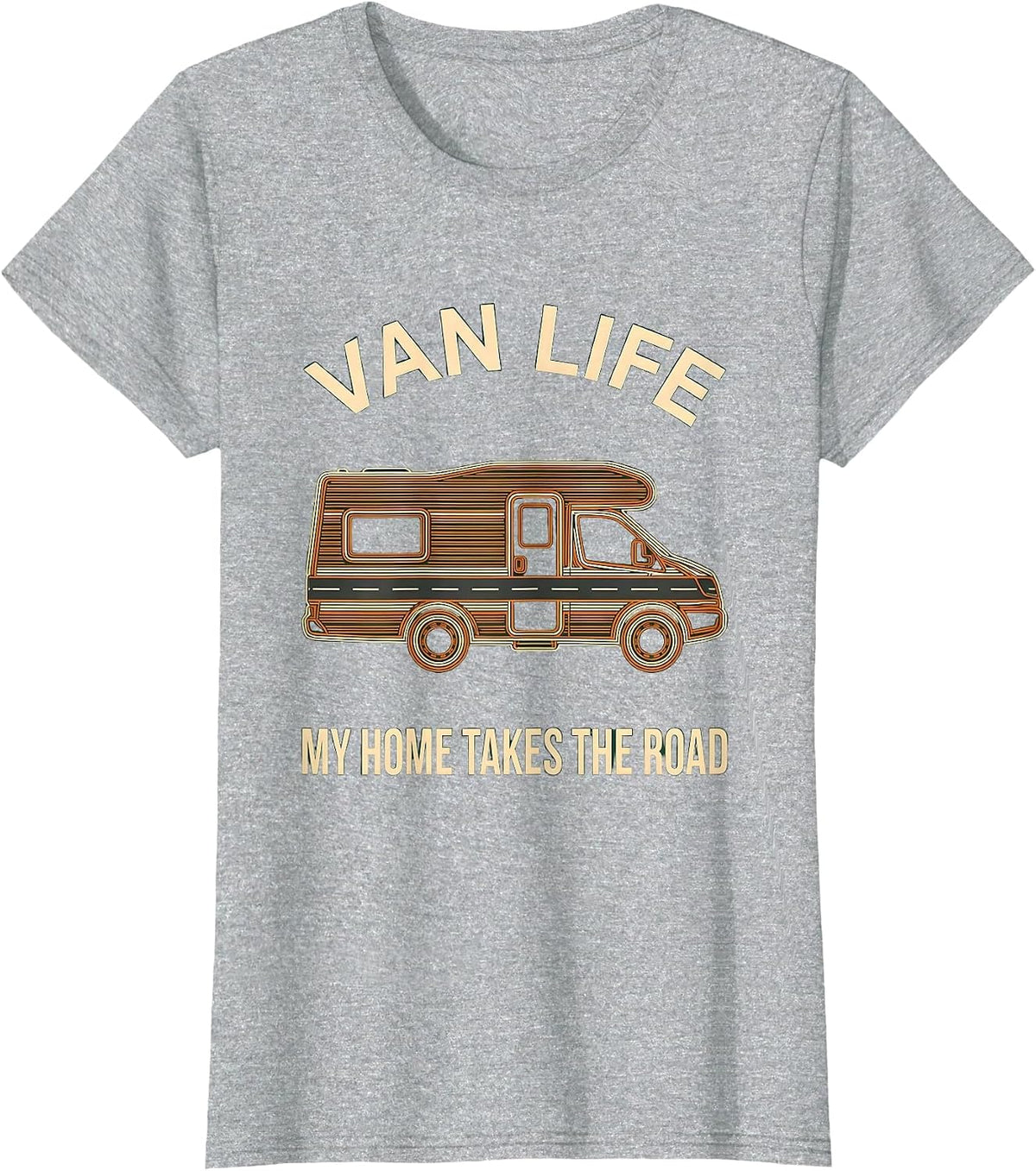 Women's Van Life My Home Takes The Road Retro Camper Van Nomad Pride T-Shirt - Heather Grey