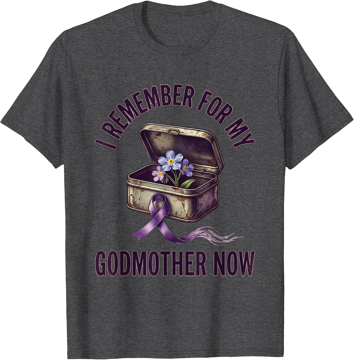 Men's I Remember For My Godmother Now Vintage Alzheimer's T-Shirt - Dark Heather Grey