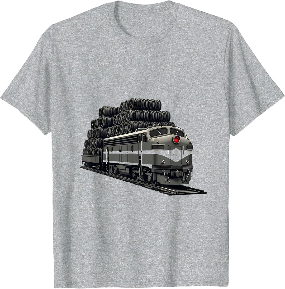 Men's Geometric Locomotive Minimalist Train Enthusiast Humor T-Shirt - Heather Grey