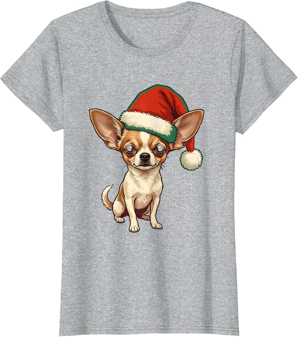 Chihuahua Christmas Funny Dog Lover Ugly Holiday Pajama T-Shirt - Heather Grey