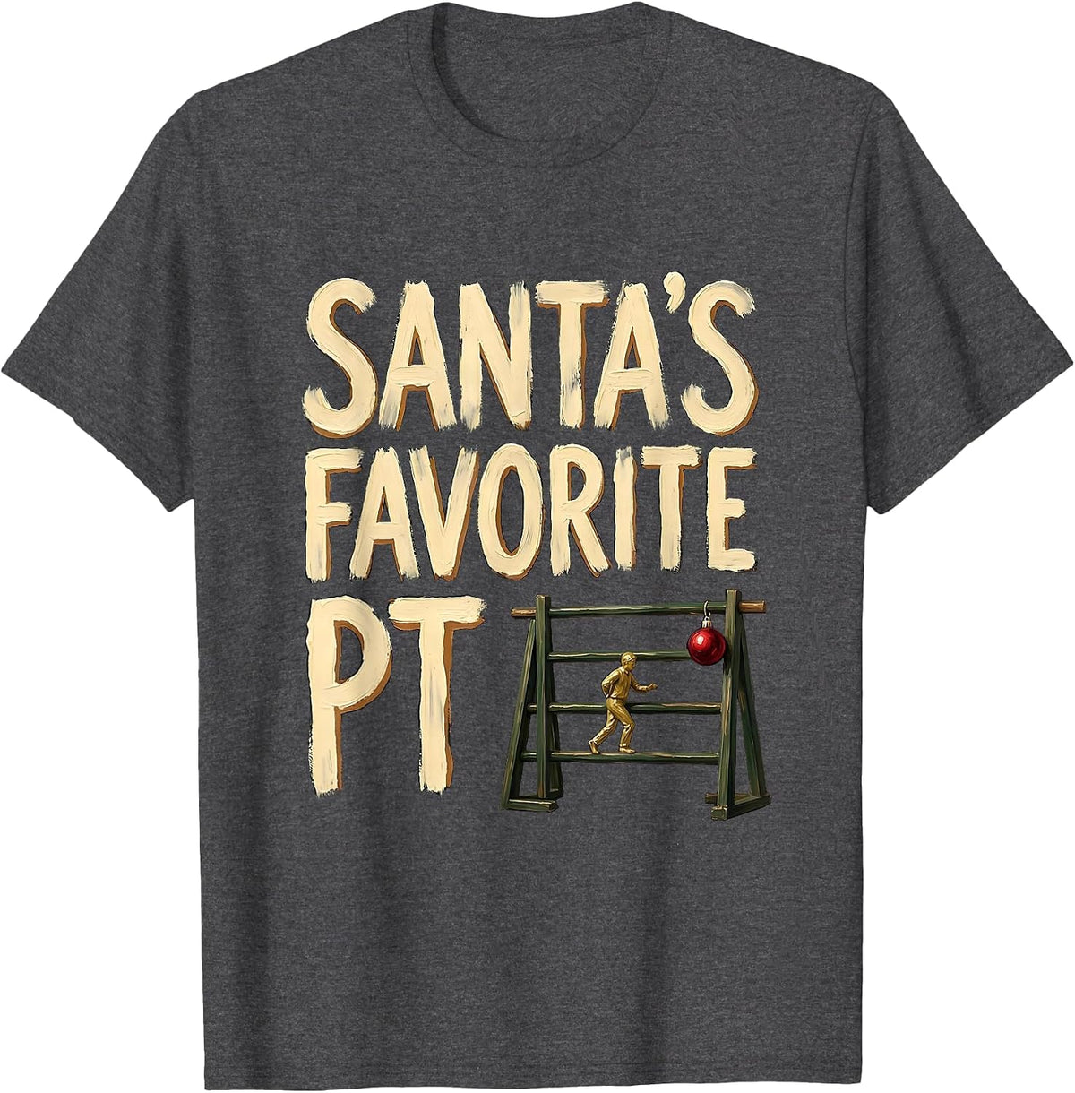 Men's Santa's Favorite PT Funny Physical Therapy Christmas Humor T-Shirt - Dark Heather Grey