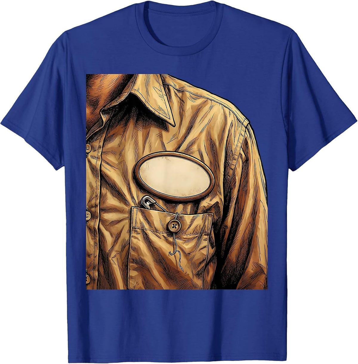 Substitute Teacher Pinned Badge Graphic T-Shirt - Royal Blue