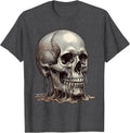 Men's Skull Melting Into Molten Metal Graphic Design T-Shirt - Dark Heather Grey