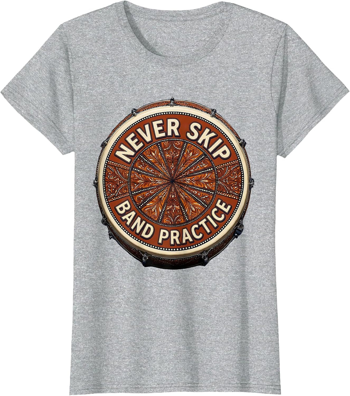 Women's Never Skip Band Practice Music Design T-Shirt - Heather Grey