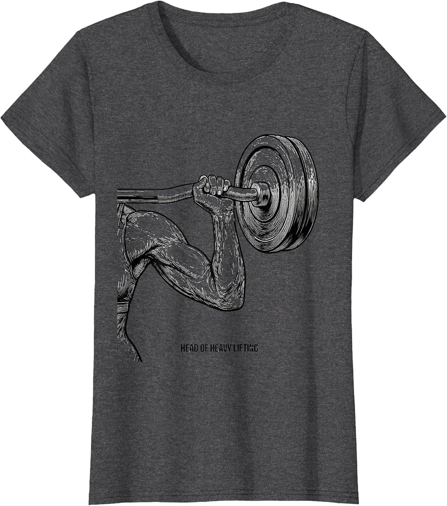 Women's Head Of Heavy Lifting Funny Gym Humor Women Weightlifting T-Shirt - Dark Heather Grey